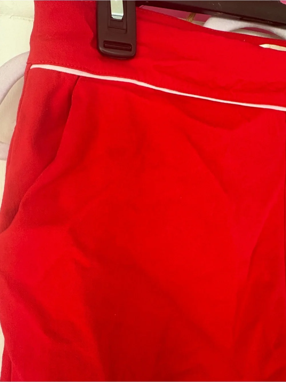 High-Waist Red Women's Athletic Shorts with Contrast Piping